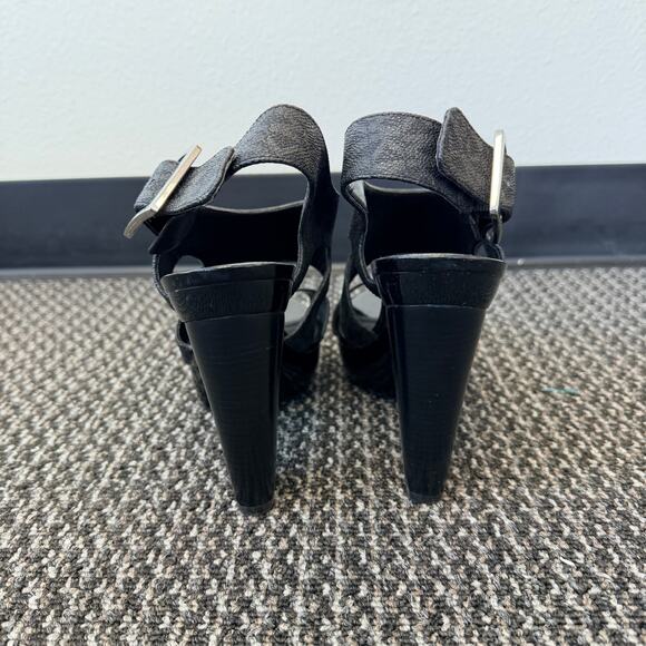 Michael Kors Women's Black T-Strap Slingback Buckle Platform Sandals Size 9.5 - Picture 2 of 8